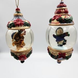 Festive Holiday Vintage Ornament Set with Snowman and Bear